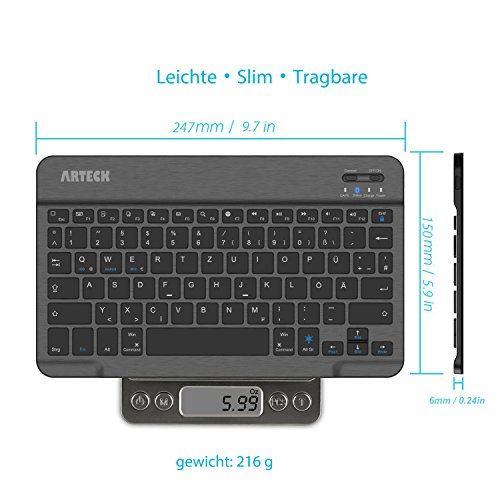 Tablet-Tastatur Arteck Bluethooth QWERTZ Deutsche Tastatur