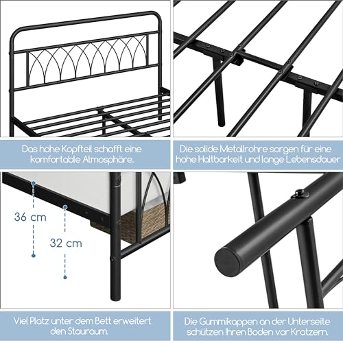 Bett 140×200 Yaheetech Vintage Bettrahmen mit Lattenrost