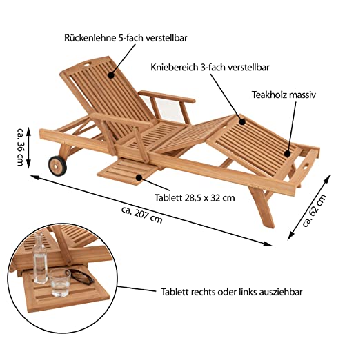 Deckchair Teak Sonlex Sonnenliege Gartenliege Relax-Liege Teak-Holz