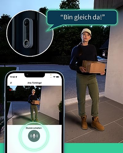 WLAN Türklingel Arlo Kabellose Video Türklingel, 1080p HD Doorbell