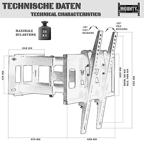 TV-Wandhalterung-65-Zoll MOUNTY TV Wandhalterung MY156