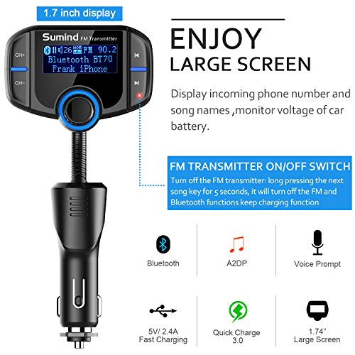 Bluetooth-Adapter (Auto) Sumind Bluetooth FM Transmitter