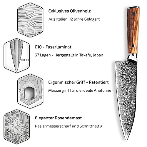 Gyuto Messer Shoko ® Damastmesser Gyuto, persönliche Gravur