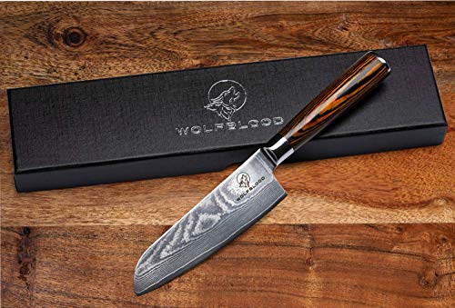 Damast-Küchenmesser Wolfblood Santoku Messer L (24cm)