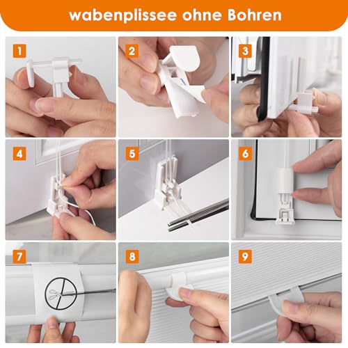 Wabenplissee HOMEDEMO ohne Bohren Klemmfix Verdunklung Thermo