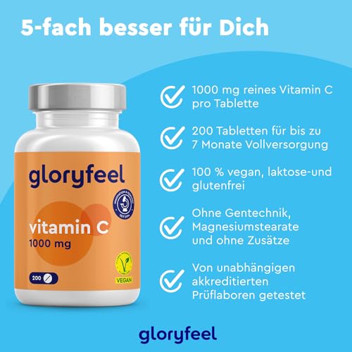 Vitamin C gloryfeel 1.000mg Immun-Support, hochdosiert