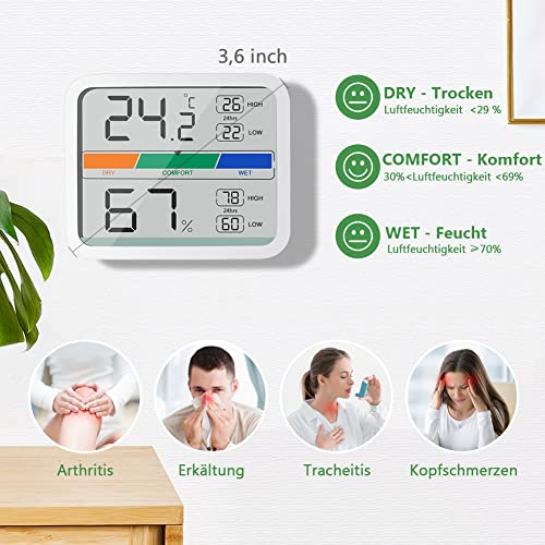 Min-Max-Thermometer LIORQUE Digitales Thermometer Innen