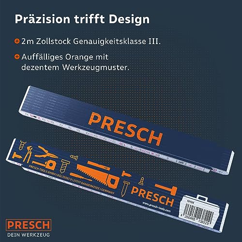 Zollstock PRESCH 2 Meter mit Winkelfunktion, Holz, Blau