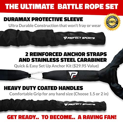 Battle-Rope Profect Sports Pro Battle Ropes mit Ankergurt-Set