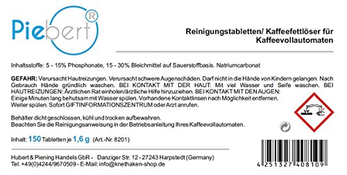 Kaffeefettlöser Piebert 150x Reinigungstabletten Extradünn 4mm