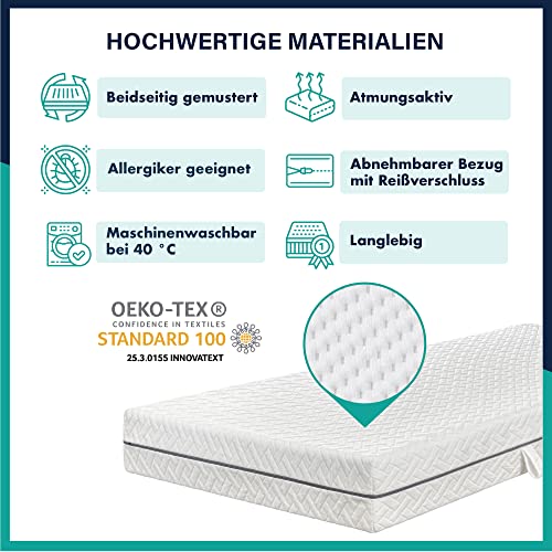 Matratze 90×200 H2 ESSENCE SLEEP Matratze 90x200x18 cm, 7-Zonen