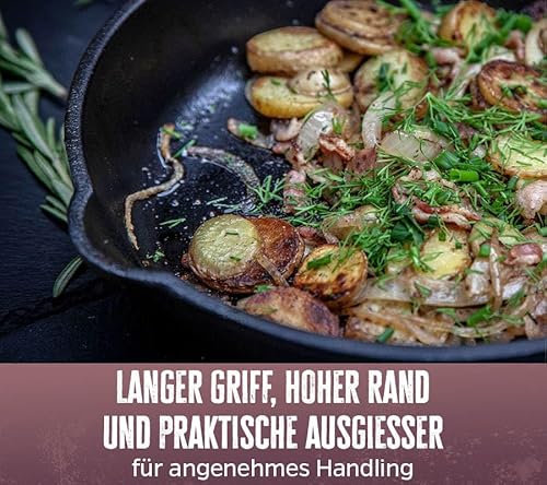 Gusseisen-Pfanne Grillfürst Gusseisenpfanne Grill mit Stielgriff