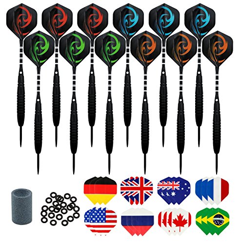 Steeldarts KOHMUI Dartpfeile, 12 Stück Steel Darts Pfeile Set