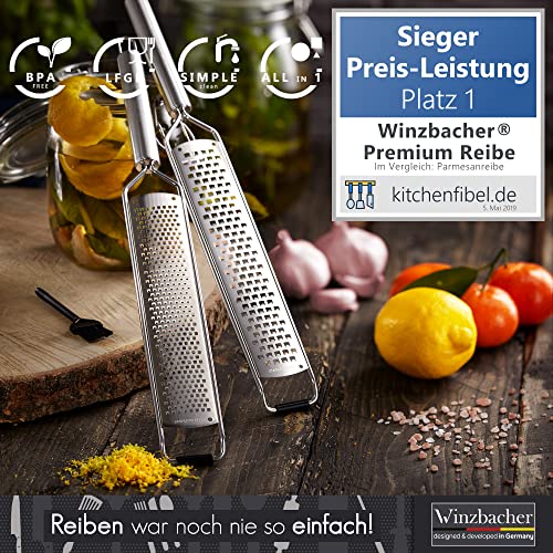 Zester-Reibe Winzbacher ® DAS ORIGINAL [2er Set] Edelstahl Reibe