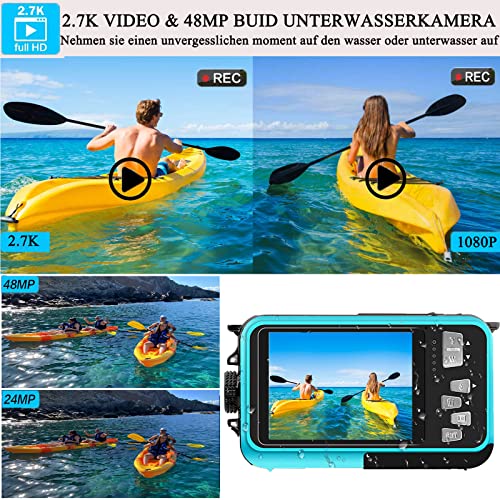 Wasserdichte Kamera LanteXG Unterwasserkamera Full HD 2.7K