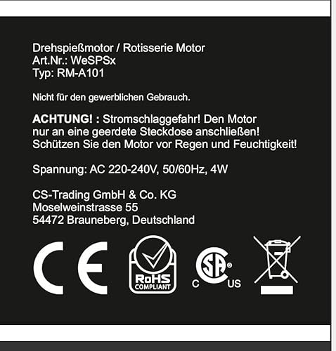 Drehspieß BBQ-Toro Edelstahl Grillspieß Set passend für Weber