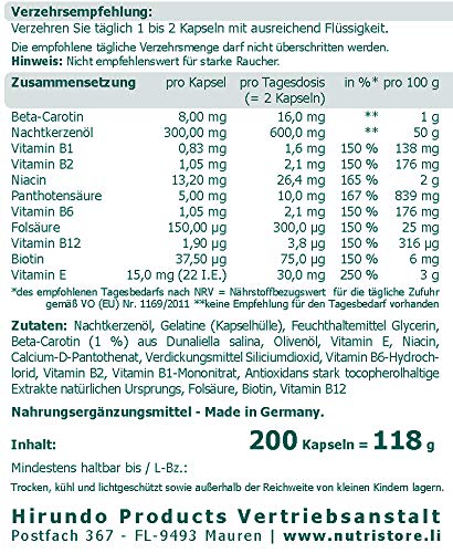 Beta-Carotin The Nutri Store Carotin Bräunungskapseln 200 Stk.