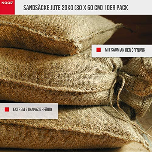 Jutesack NOOR Sandsäcke Jute 20kg (30 x 60 cm) 10er Pack Hochwasser