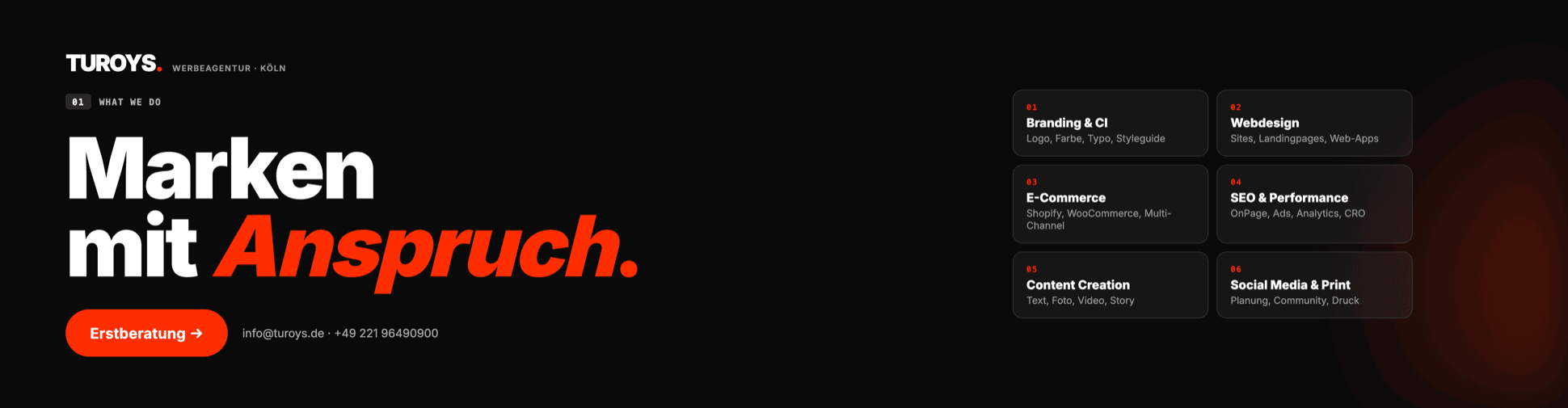 Turoys Werbeagentur Köln — Marken mit Anspruch, Branding, Webdesign, E-Commerce, SEO