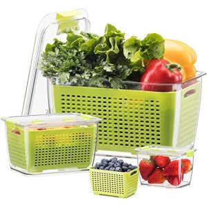 Caixa vegetal Luxear recipientes de armazenamento de alimentos frutas legumes com tampa,