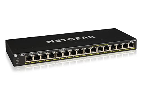 16-Port-Gigabit-Switch Netgear GS316P, Ethernet LAN