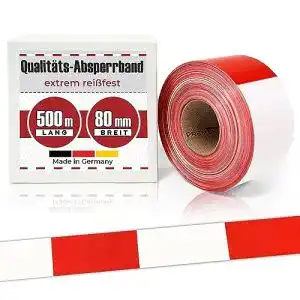 Absperrband premsecure 500m x 80 mm flatterband rot weiss