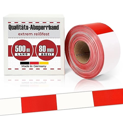 Absperrband PremSecure 500m x 80 mm Flatterband rot weiß