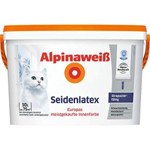 Abwaschbare Wandfarbe Alpina weiß Seidenlatex 5 Liter