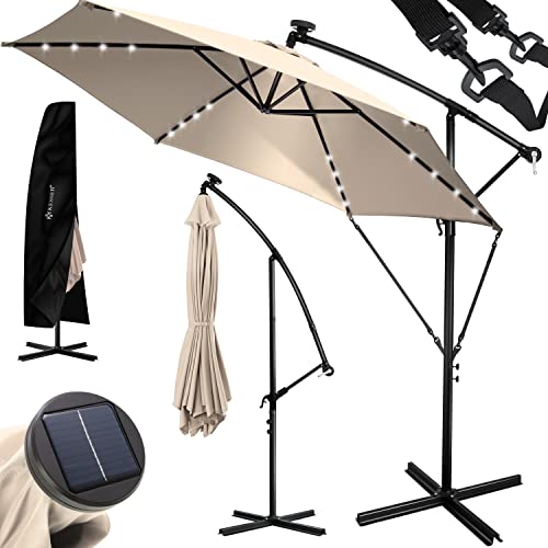 KESSER ® Alu LED Solar hengende paraply Ø300cm inkl. trekk