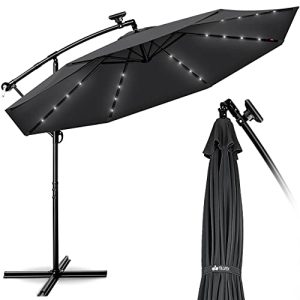 Parasol suspendu solaire LED Tilvex aluminium Ø 300 cm avec manivelle anthracite