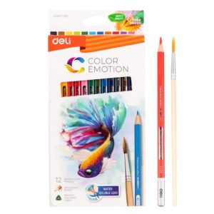Crayons aquarelle crayon aquarelle deli, 12 couleurs brillantes
