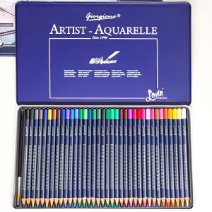 Ensemble de crayons aquarelle rokrist 36 avec pinceau dans une boîte métallique portable
