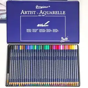 Aquarellstifte rokrist 36 set mit buerste in tragbarer metallbox