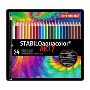 Crayons aquarelle Crayon de couleur aquarelle STABILO, aquacolor ARTY, paquet de 24