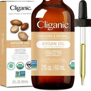 Olio di Argan Cliganic ad azione emolliente, biologico, puro al 100%, 60ml