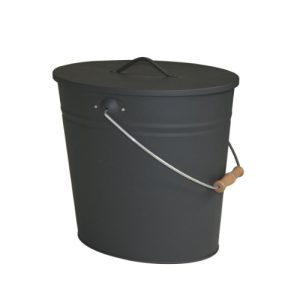 Ash bucket axentia Kamino-Flam with lid, coal bucket 15 liters