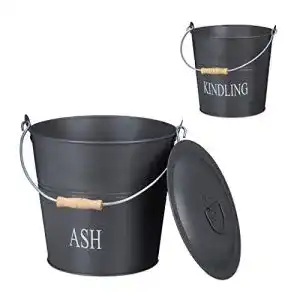 Ascheeimer relaxdays set je 12 liter aschetonne mit deckel
