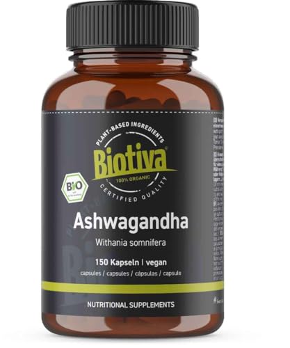 Ashwagandha BIOTIVA 150 cápsulas orgânicas, dose diária de 1500mg