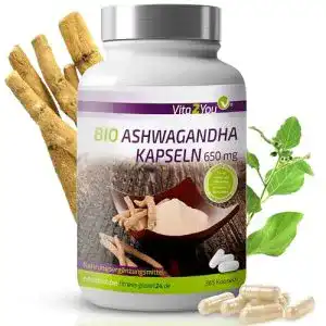 Ashwagandha vita2you bio kapseln 650mg 365 kapseln