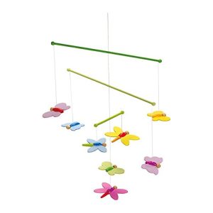 Bebê móvel goki borboletas móveis: 33 x 42 cm, madeira, 8 peças
