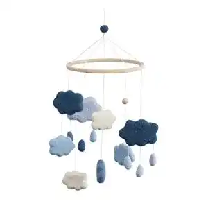 Baby mobile sebra filz babymobile wolken denim blue