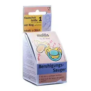 Baby schnuller mollis beruhigungssauger kautschuk ring 2 stueck