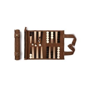 Backgammon special board game Mocha, for rolling, leather