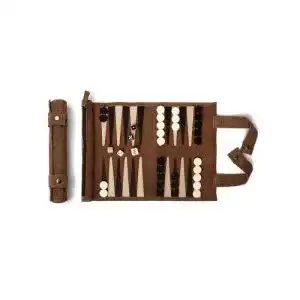 Backgammon sondergut brettspiel mocca zum rollen leder