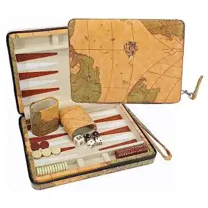 Backgammon wood expressions tan map style travel