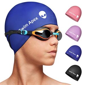 Touca de natação Swim Apex silicone para crianças, meninas, meninos