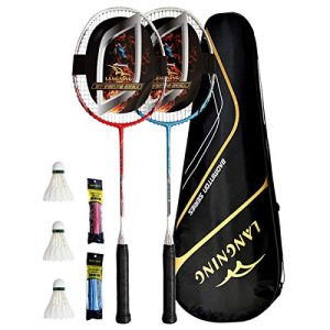 Badminton racket LANGNING Set 2, shuttlecock racket 24Lbs
