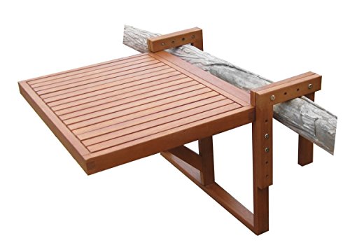 Mesa colgante para balcón Spetebo mesa de balcón de eucalipto 60×45 cm madera
