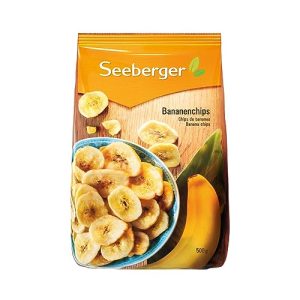 Pacote de 5 chips de banana Seeberger: fatias de banana fresca
