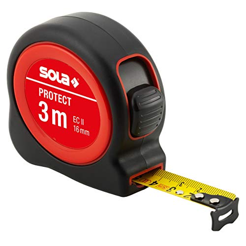 Bandmaß Sola PROTECT 3m/16mm, robustes Roll mit Gürtelclip